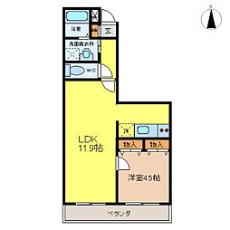 メモアール・ジャルダン 4階1LDKの間取り