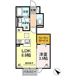 ネヘレスコール 1階1LDKの間取り