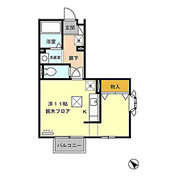Ｌｉｖｅ・Ｔｏｗｎとよだ　Ｃ 1階ワンルームの間取り