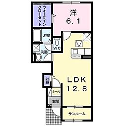 ジャダハウス西条　Ｃ 1階1LDKの間取り