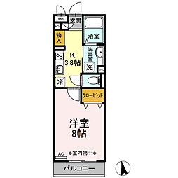 仙台市営南北線 長町駅 徒歩10分の賃貸アパート 1階1Kの間取り
