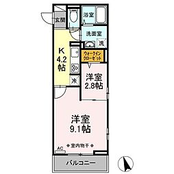 ルミエール武田 2Kの間取図画像
