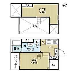 Allonge(アロンジェ) 1階ワンルームの間取り