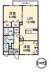 ベルアネス　Ｂ棟 1階2LDKの間取り