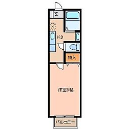 アヴァンセ富沢南七番館 1階1Kの間取り