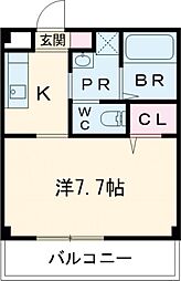 ピース・ルーチェ 1Kの間取図画像