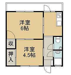 グランピア幟町 3階2Kの間取り