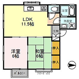 JR舞鶴線 西舞鶴駅 バス14分 大和紡績前下車 徒歩10分の賃貸アパート 2階2LDKの間取り