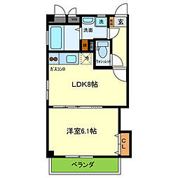 エフォールヒロ2 1LDKの間取図画像