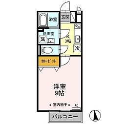 JR高崎線 倉賀野駅 徒歩8分の賃貸アパート 2階1Kの間取り