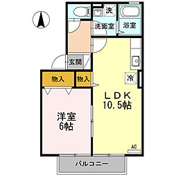 リヴィエール ウィルモア 2階1LDKの間取り