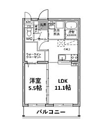 プレジャー希 1LDKの間取図画像