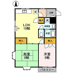 コーポリッチ 1階2LDKの間取り