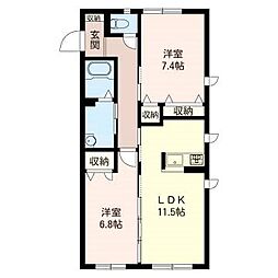 アルタイル 1階2LDKの間取り
