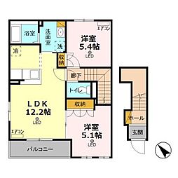 プリモ 2LDKの間取図画像