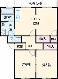 グランテラス 4階2LDKの間取り