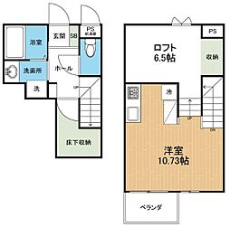 グランツ壺川 1階ワンルームの間取り