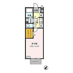 グランセジュール 2階1Kの間取り