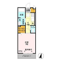 プレミアムAコートBコート 1階1Kの間取り