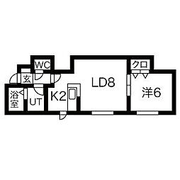 レストヒルズ白石駅A棟 1LDKの間取図画像