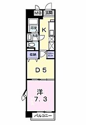 メゾンソレイユ 1DKの間取図画像