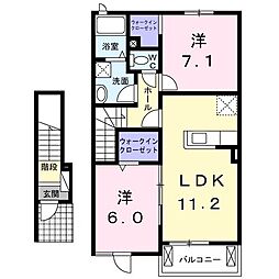 レジデンススクエアＦ 2階2LDKの間取り
