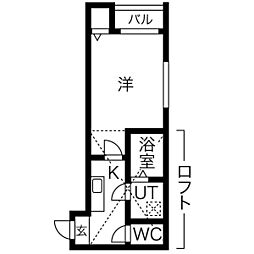 aletta本陣 1Kの間取図画像
