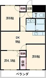 サンライフ弁天 3DKの間取図画像