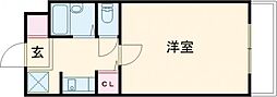 ベルビュー横堤 1Kの間取図画像