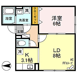ユー・コート 1LDKの間取図画像