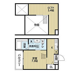 Gradius　Nakawari(グラディウス 1階ワンルームの間取り