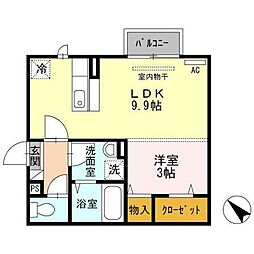 グランシャリオ大川町 1LDKの間取図画像