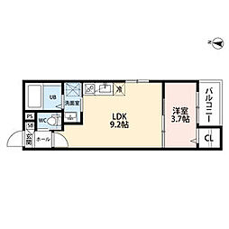 CRASTINE弥次ヱ町4丁目B棟(クラスティ 2階1LDKの間取り