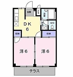 平の上ハイツ2 2DKの間取図画像