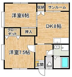 カーサK&M 2DKの間取図画像
