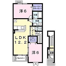 サニーイステートA 2LDKの間取図画像
