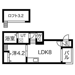 オリエンタル清水 1LDKの間取図画像
