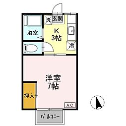 京都丹後鉄道宮福線 福知山市民病院口駅 徒歩7分の賃貸アパート 2階1Kの間取り
