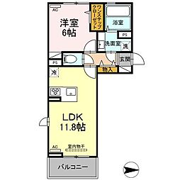 Rays 横手 2階1LDKの間取り