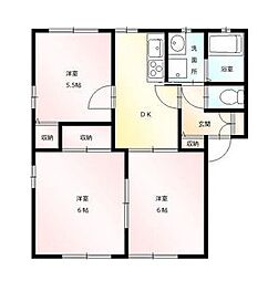 グリーンパーク 2階3DKの間取り