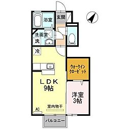 D-room魚津WEST 1LDKの間取図画像