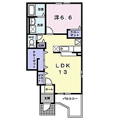 リーガハット23 1LDKの間取図画像
