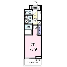 アンジュバランス 1Kの間取図画像