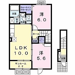 ソレアード城西 2LDKの間取図画像