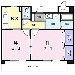 ミントハウス2 2Kの間取図画像