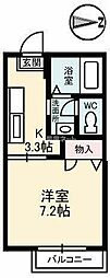 アルカディア1 1Kの間取図画像
