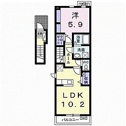 メリーアドニスB 1LDKの間取図画像
