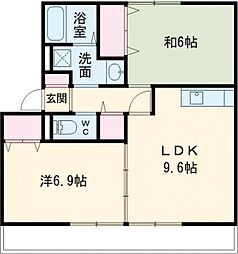 ボナール上の丸A 2LDKの間取図画像
