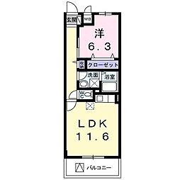 グランドリーフ 1LDKの間取図画像