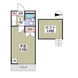ガザニア 1Kの間取図画像